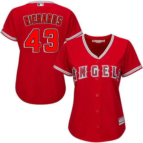 Angels #43 Garrett Richards Red Alternate Women's Stitched MLB Jersey